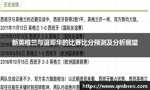 新英格兰与温哥华的比赛比分预测及分析展望